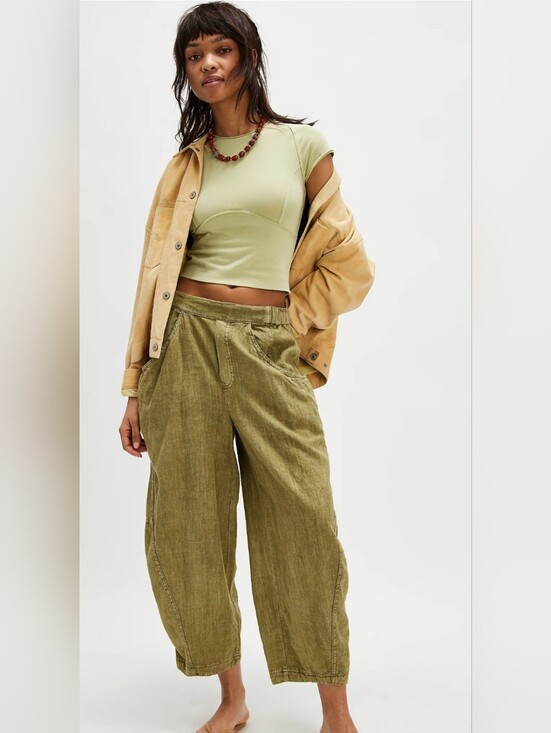 Free People Pants - Free People High Road Solid Pull-On Barrel Pants New Without Tags